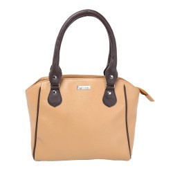 Beau Design Stylish  Beige Color Imported PU Leather Casual Handbag With Double Handle For Women's/Ladies/Girls